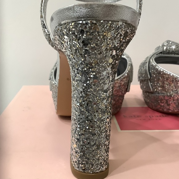 NWB KATE SPADE miya glitter platform heels gold / silver 7 - Picture 2 of 11